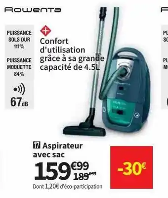 Conforama Aspirateur avec sac rowenta offre