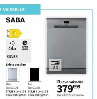 Conforama Lave-vaisselle saba offre