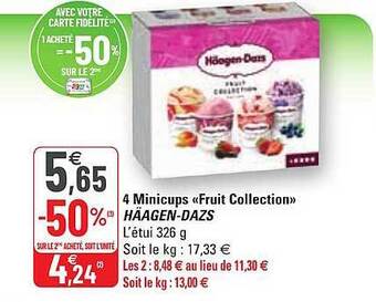G20 4 minicups «fruit collection» häagen-dazs offre