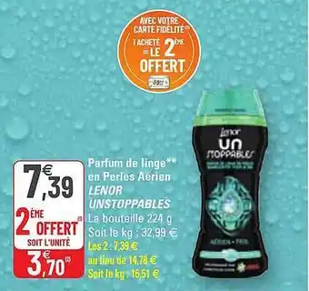 G20 Parfum de linge en perles aérien lenor unstoppables offre