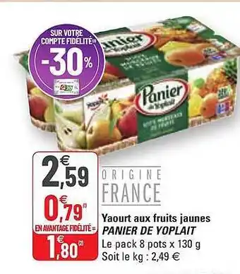 G20 Yaourt aux fruits jaunes panier de yoplait offre