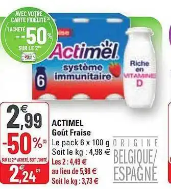 G20 Actimel goût fraise offre