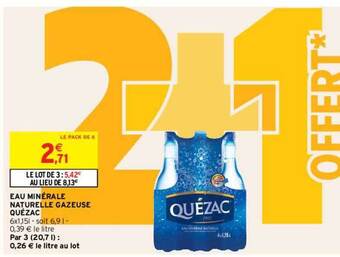 Eau minérale naturelle gazeuse quézac