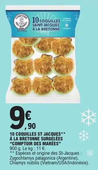 E.Leclerc 10 coquilles st jacques à la bretonne surgelées "comptoir des marées" offre