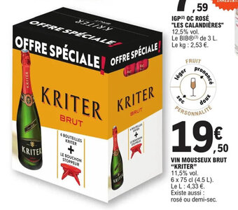 E.Leclerc Vin mousseux brut "KRITER" offre