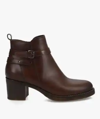 Gémo Boots femme à talon dessus cuir et bride à clous - tanéo vue1 - taneo - gemo offre