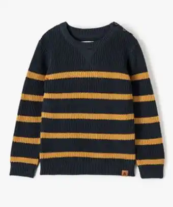 Gémo Pull garçon en grosse maille rayée - lulucastagnette vue1 - lulucastagnette - gemo offre