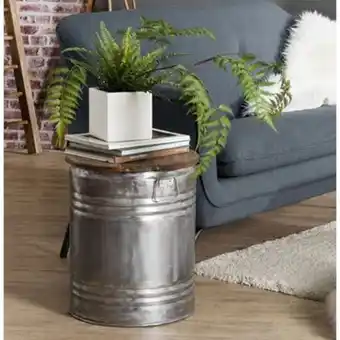Table d'appoint bidon acier bois recyclé jodhpur