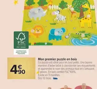 Carrefour Mon premier puzzle en bois offre