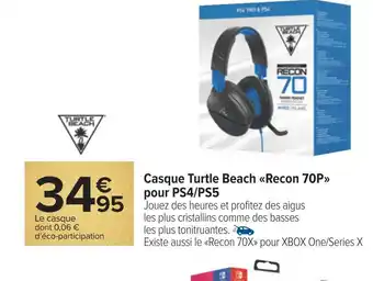 Turtle beach casque turtle beach recon 70p pour ps4/ps5
