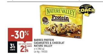 Casino Shop Barres protein cacahuètes & chocolat nature valley offre