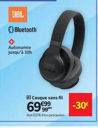 Conforama Casque sans fil jbl offre