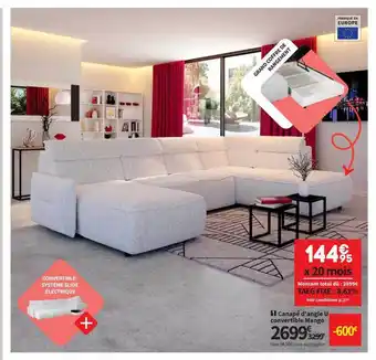 Conforama Canapé d'angle u convertible mango offre