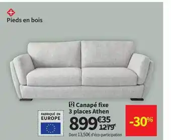 Conforama Canapé fixe 3 places athen offre