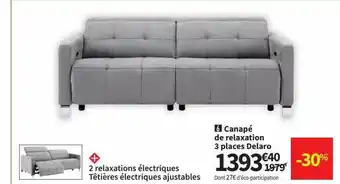 Conforama Canapé de relaxation 3 places delaro offre