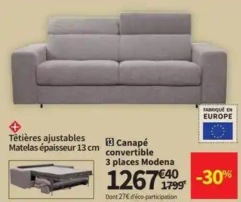 Conforama Canapé convertible 3 places modena offre