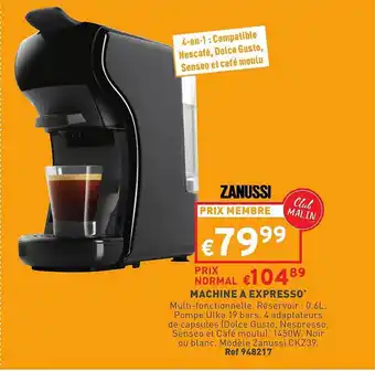 Trafic Machine à expresso zanussi offre