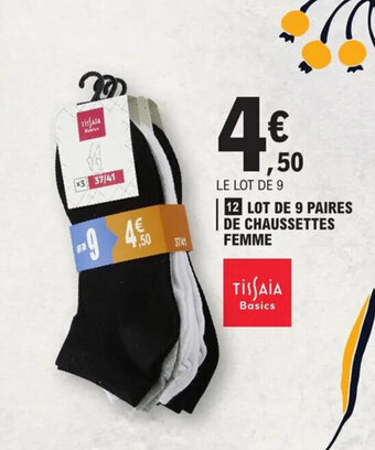 E.Leclerc Lot de 9 paires de chaussettes femme offre