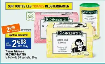 Migros Tisane isidorus klostergarten offre