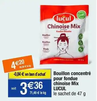 Migros Bouillon concentré pour fondue chinoise mix lucul offre