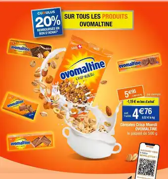 Migros Céréales crisp muesli ovomaltine offre