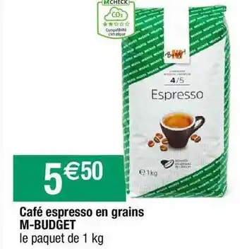 Migros Café espresso en grains m-budget offre