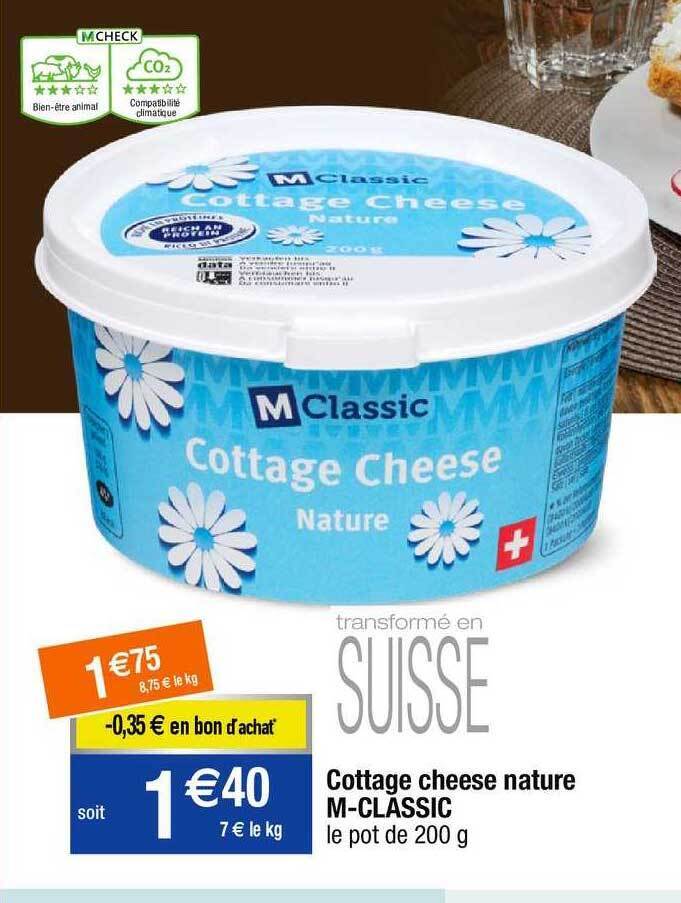 Promo Cottage cheese nature mclassic chez Migros