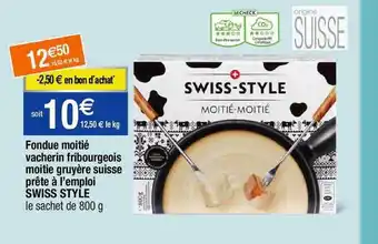 Migros Fondue moitié vacherin fribourgeois moitié gruyère suisse prête à l'emploi swiss style offre