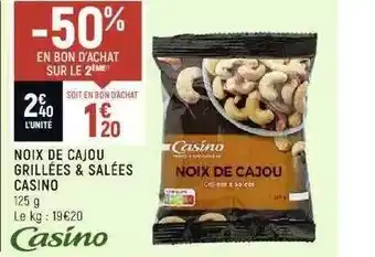 Spar Noix de cajou grillées & salées casino offre