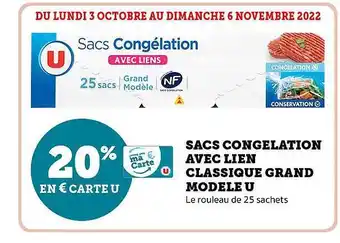 Super U Sacs congélation avec lien classique grand modèle u offre