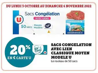 Super U Sacs congélation avec lien classique moyen modèle u offre