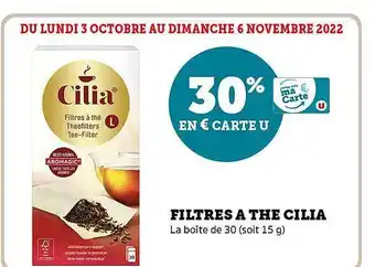 Super U Filtres à thé cilia offre