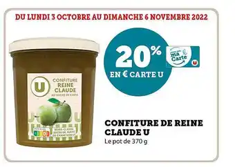 Super U Confiture de reine claude u offre