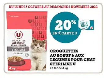 Super U Croquettes au boeuf & aux légumes pour chat stérilisé u offre