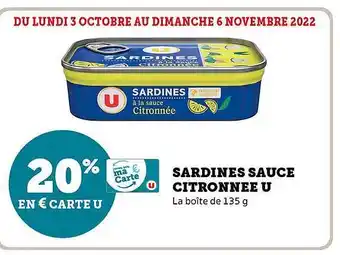 Super U Sardines sauce citronnée u offre