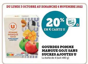 Super U Gourdes pomme mangue goji sans sucres ajoutés u offre
