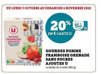 Super U Gourdes pomme framboise grenade sans sucres ajoutés u offre