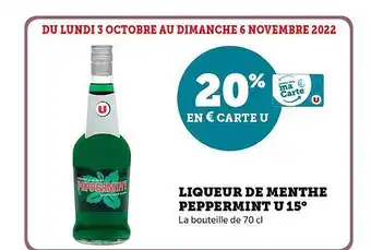 Super U Liqueur de menthe peppermint u 15° offre