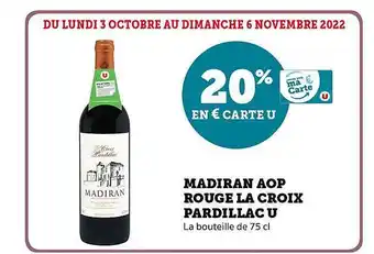 Super U Madiran aop rouge la croix pardillac u offre