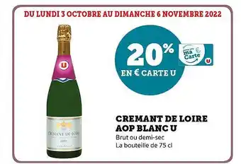 Super U Crémant de loire aop blanc u offre
