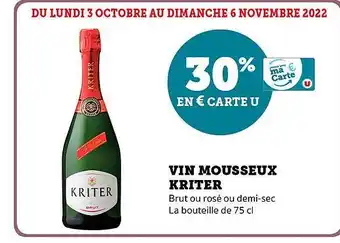 Super U Vin mousseux kriter offre