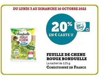 Super U Feuille de chêne rouge bonduelle offre
