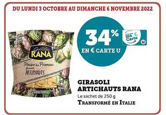 Super U Girasoli artichauts rana offre