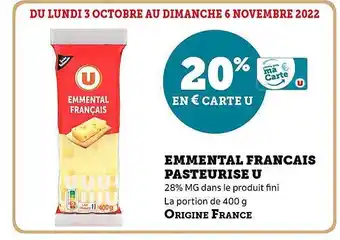 Super U Emmental français pasteurisé u offre