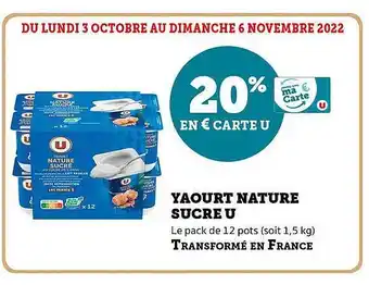 Super U Yaourt nature sucre u offre