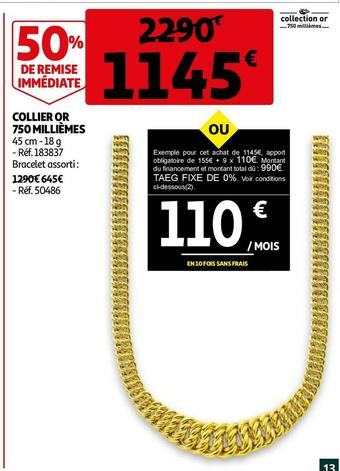 COLLIER OR 750 MILLIÈMES