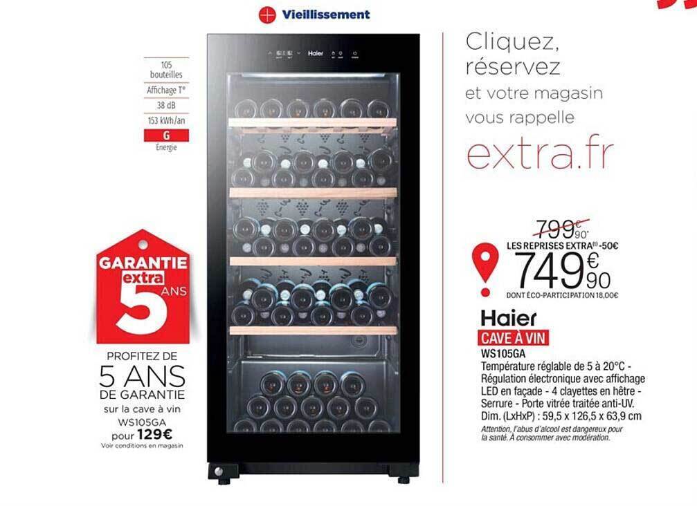Promo Cave à vin haier chez Extra