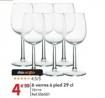 Gifi 6 verres à pied 29cl offre