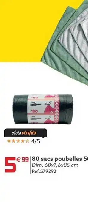 Gifi 80 sacs poubelles offre