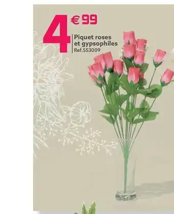 Piquet roses et gypsophiles